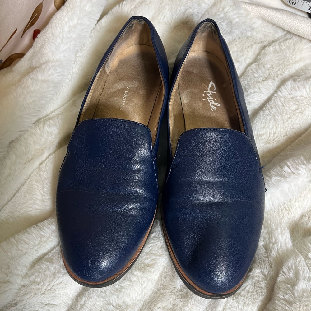 Life Stride 8.5 Velocity 2.0 Blue Leather Loafer Smooth Office Preppy City Fall